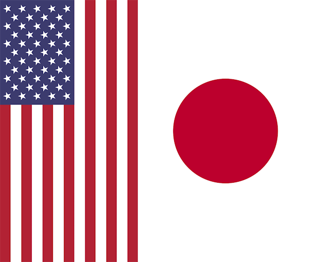 USA and Japan flags